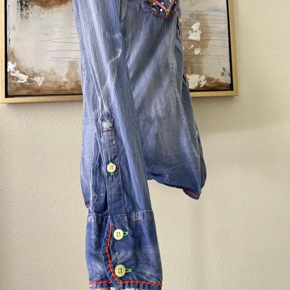 Roar ~ destined to Roar western cowgirl equestrian button down size L EC ~ - Picture 6 of 14